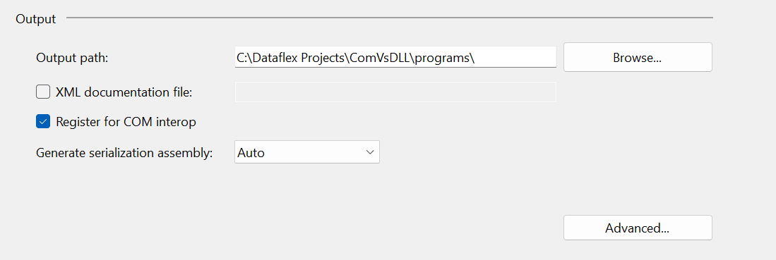 Project Settings Output