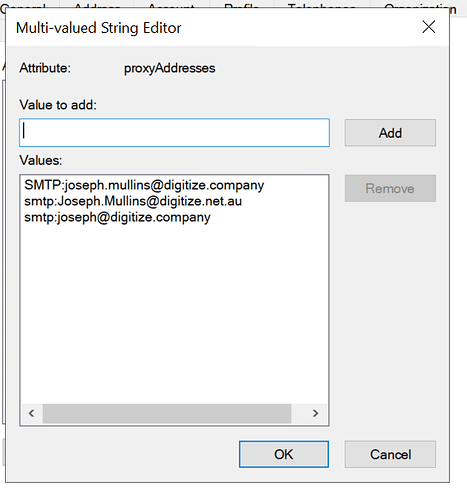 View proxyAddresses in list